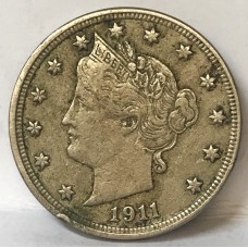 UNITED STATES OF AMERICA 1911 . NICKEL / FIVE 5 CENTS . SCARCE DATE